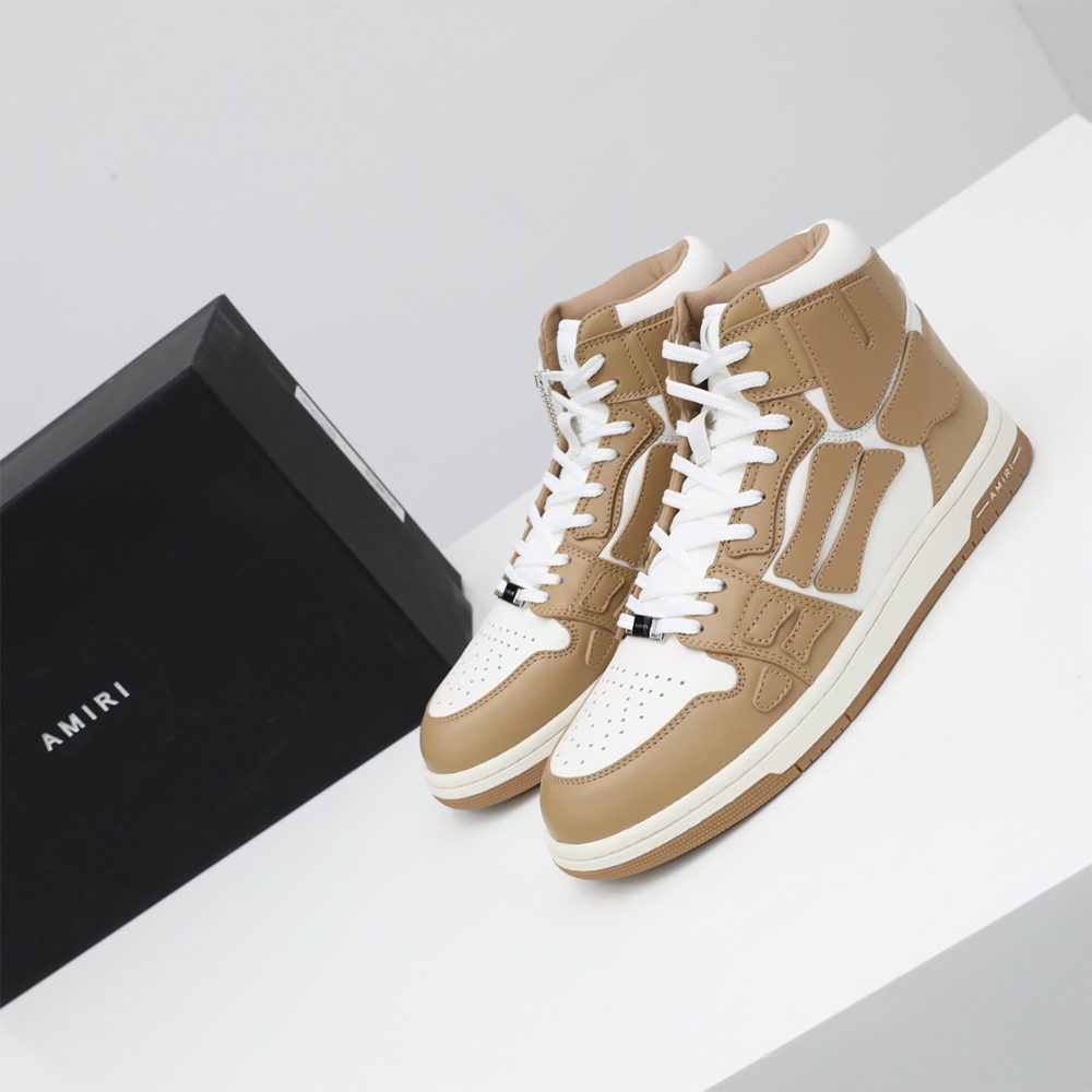 Amiri Skel-Top Hi Sneaker Brown/White - FashionPlug