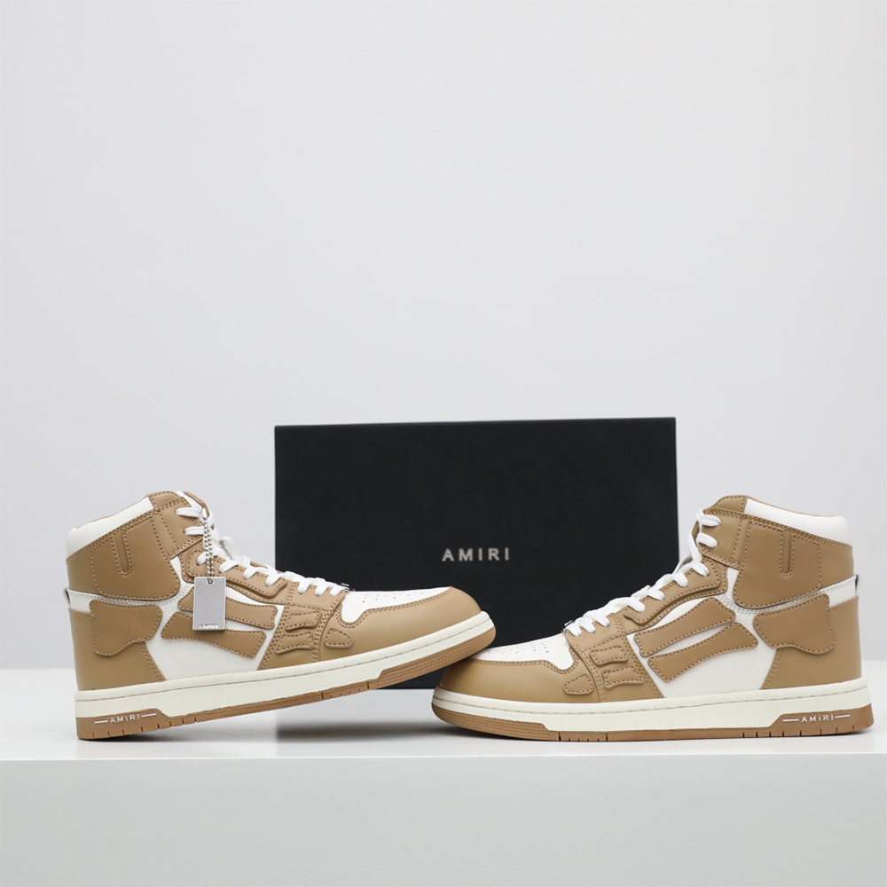 Amiri Skel-Top Hi Sneaker Brown/White - FashionPlug