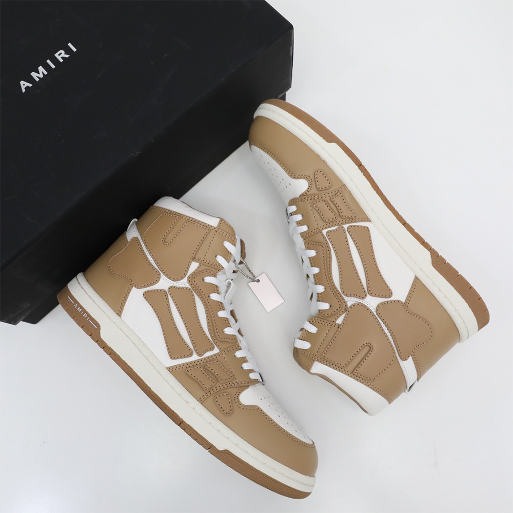 Amiri Skel-Top Hi Sneaker Brown/White - FashionPlug