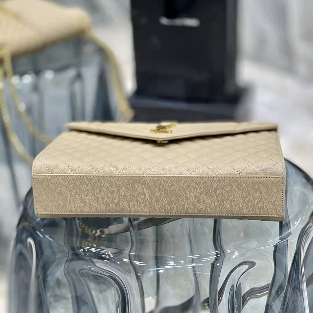 Saint Laurent Envelope Large Bag In Mix Matelasse Grain De Poudre Emboosed Leather - FashionPlug