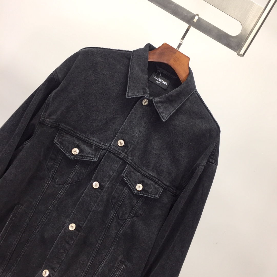  Balenciaga Spray Paint Logo Denim Jacket - FashionPlug