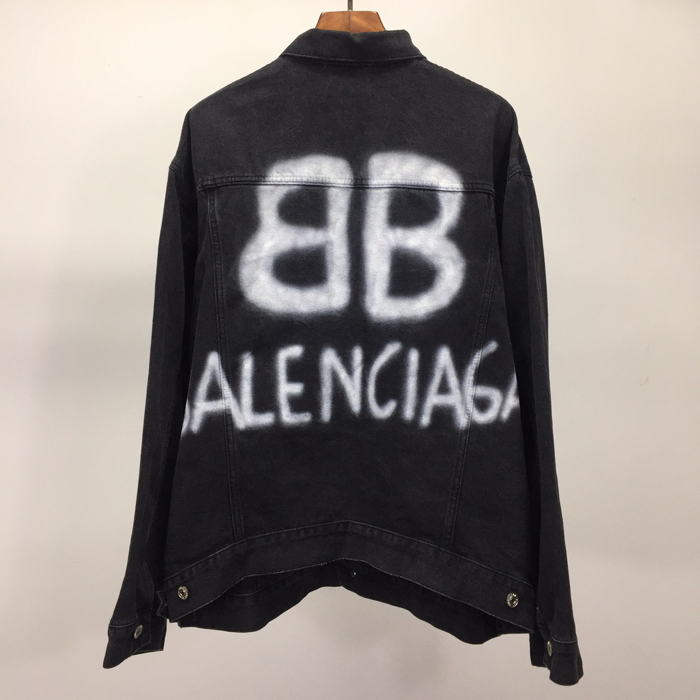  Balenciaga Spray Paint Logo Denim Jacket - FashionPlug