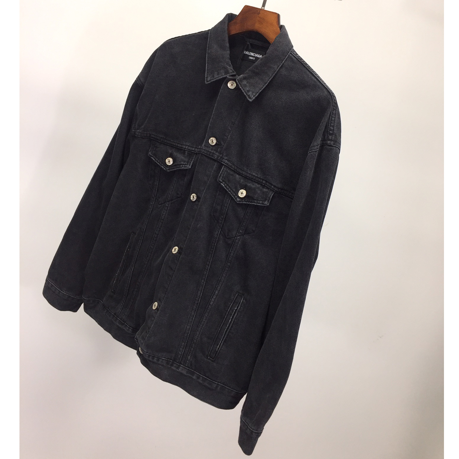  Balenciaga Spray Paint Logo Denim Jacket - FashionPlug