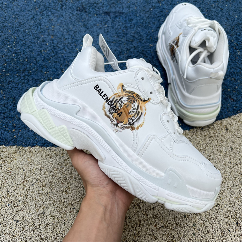 Balenciaga Triple S x Gucci Tiger Print Sneaker In White - FashionPlug