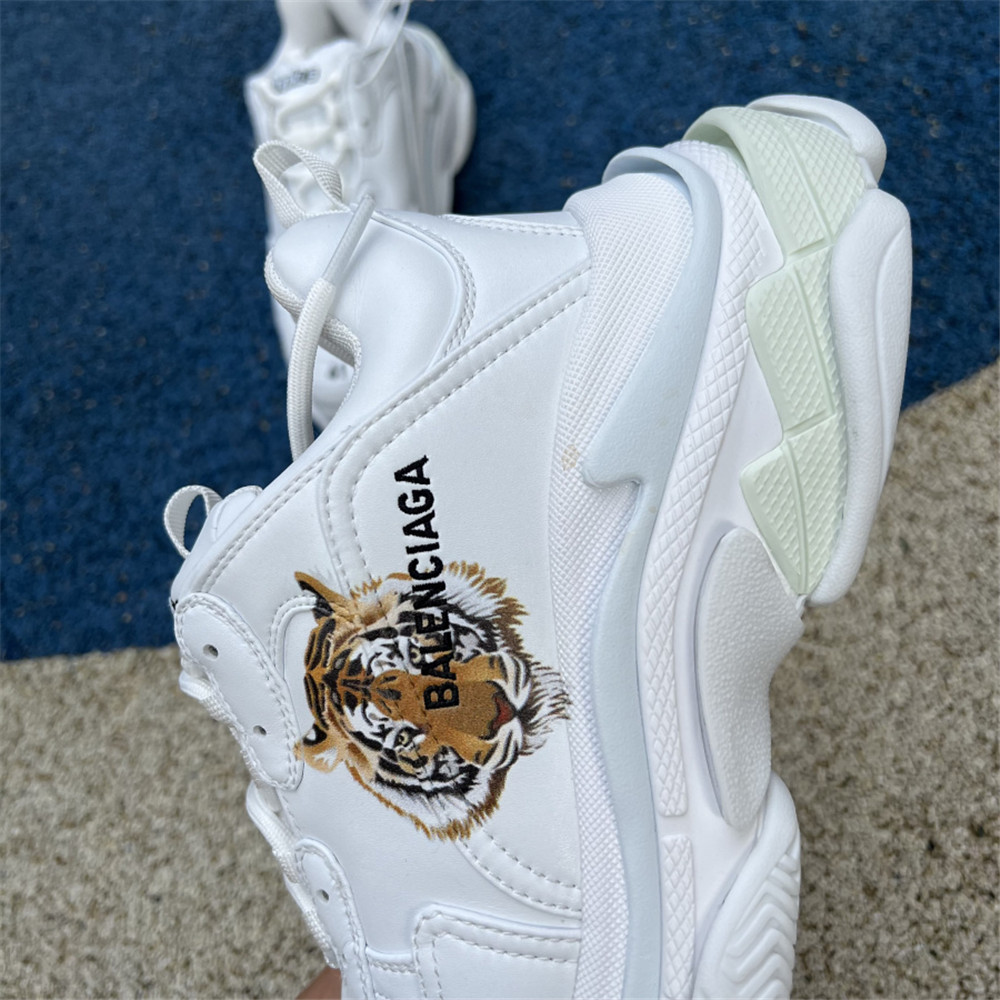 Balenciaga Triple S x Gucci Tiger Print Sneaker In White - FashionPlug