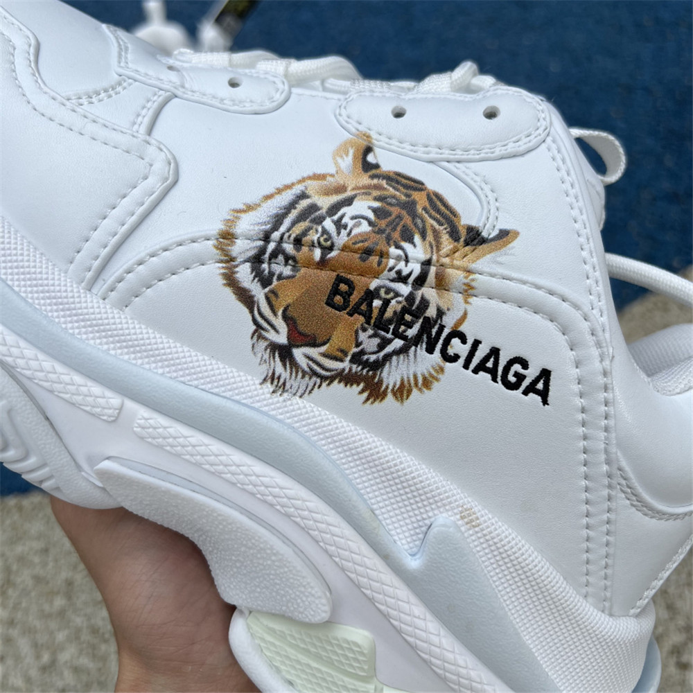 Balenciaga Triple S x Gucci Tiger Print Sneaker In White - FashionPlug