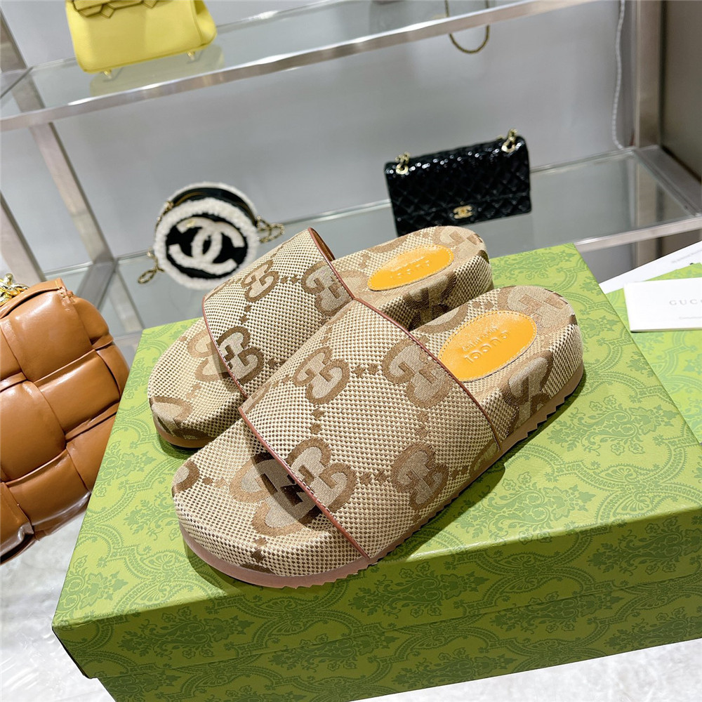 Men's GG Canvas Slide Sandal(Beige) - FashionPlug