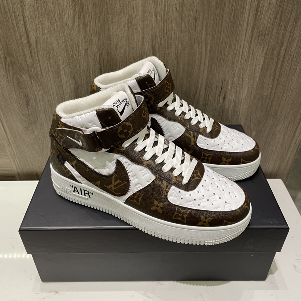 Louis Vuitton X Nike Air Force 1 Mid-Top Monogram Sneaker - FashionPlug