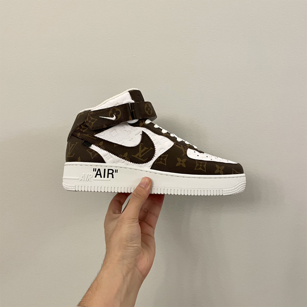 Louis Vuitton X Nike Air Force 1 Mid-Top Monogram Sneaker - FashionPlug