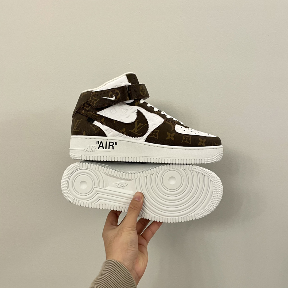 Louis Vuitton X Nike Air Force 1 Mid-Top Monogram Sneaker - FashionPlug