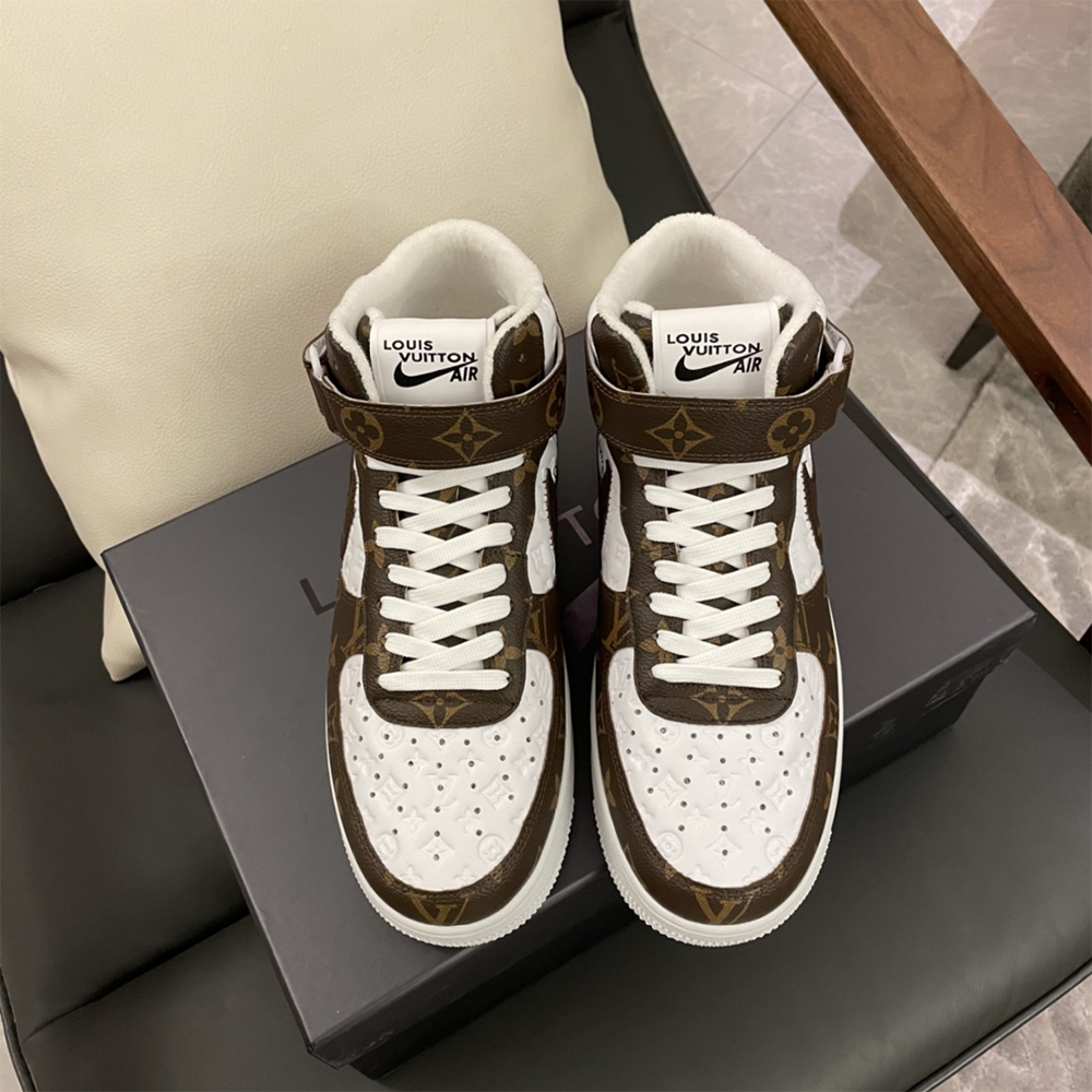 Louis Vuitton X Nike Air Force 1 Mid-Top Monogram Sneaker - FashionPlug