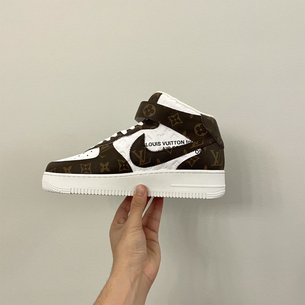 Louis Vuitton X Nike Air Force 1 Mid-Top Monogram Sneaker - FashionPlug