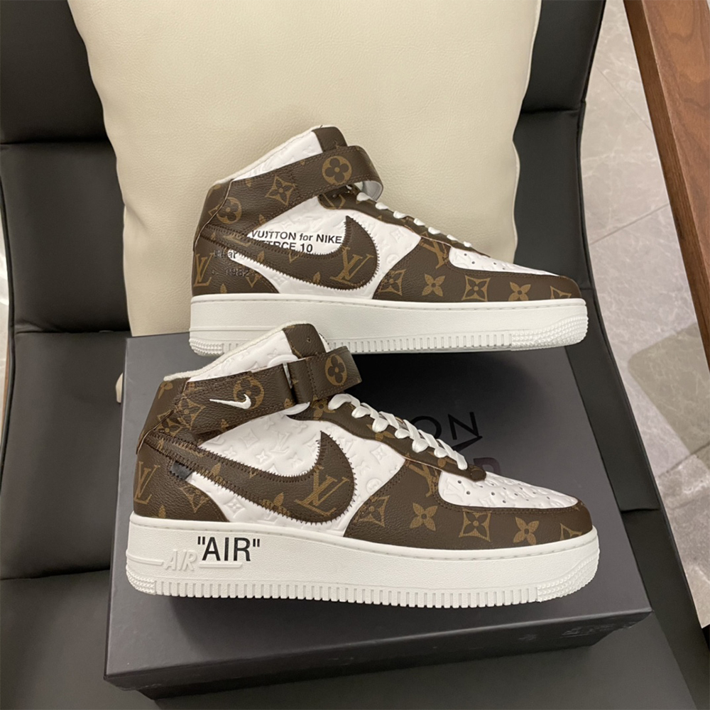 Louis Vuitton X Nike Air Force 1 Mid-Top Monogram Sneaker - FashionPlug