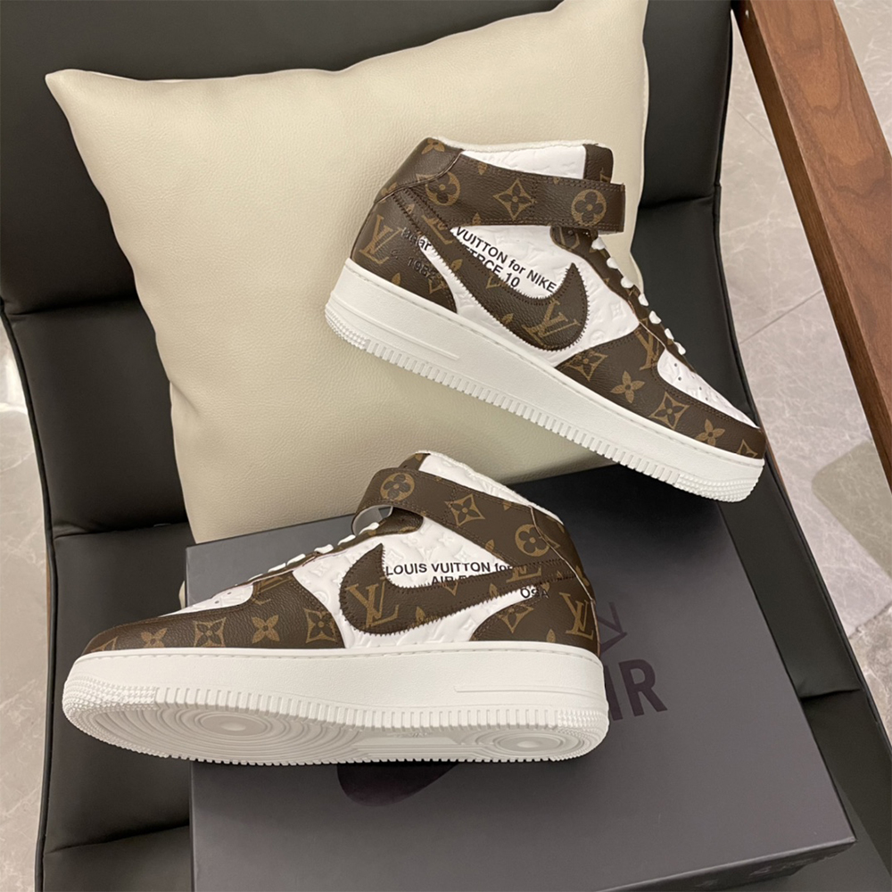 Louis Vuitton X Nike Air Force 1 Mid-Top Monogram Sneaker - FashionPlug