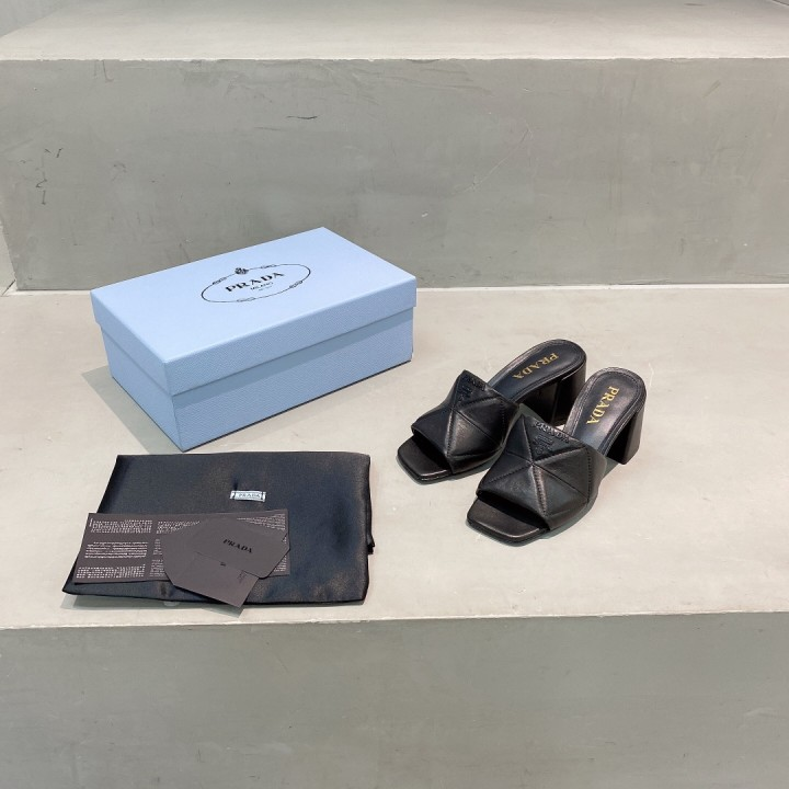 Prada Quilted Nappa Leather Heeled Sandals - FashionPlug