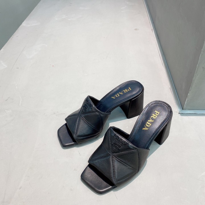 Prada Quilted Nappa Leather Heeled Sandals - FashionPlug