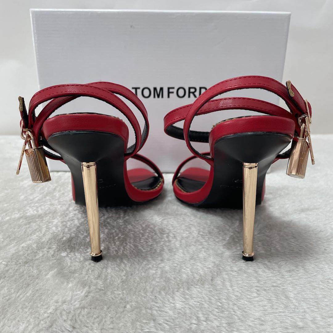 Tom Ford Shiny Leather Padlock Pointy Naked Sandal - FashionPlug