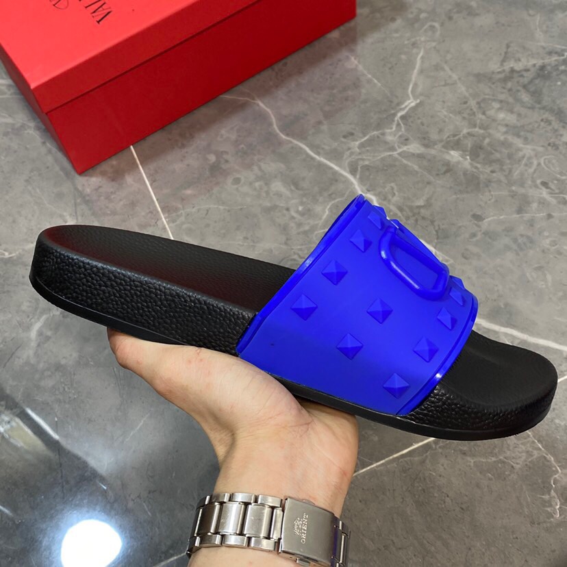 Valenti Garavani Summer V Logo Singature Sandal In Blue - FashionPlug