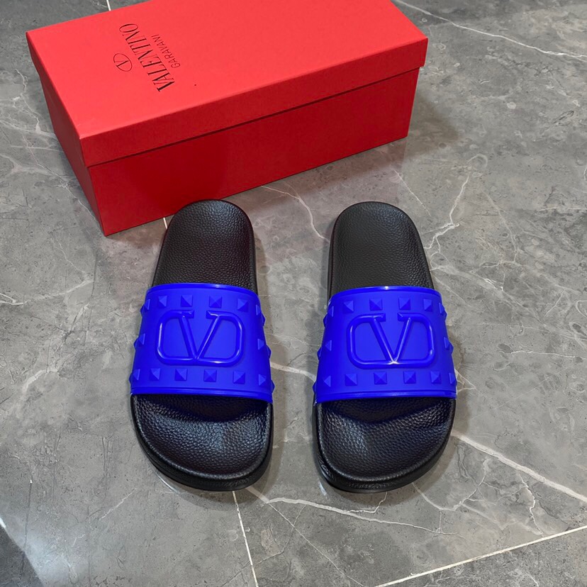 Valenti Garavani Summer V Logo Singature Sandal In Blue - FashionPlug