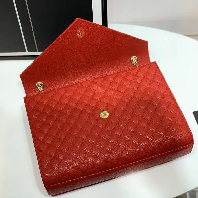 Saint Laurent Envelope Large Bag In Mix Matelasse Grain De Poudre Emboosed Leather - FashionPlug