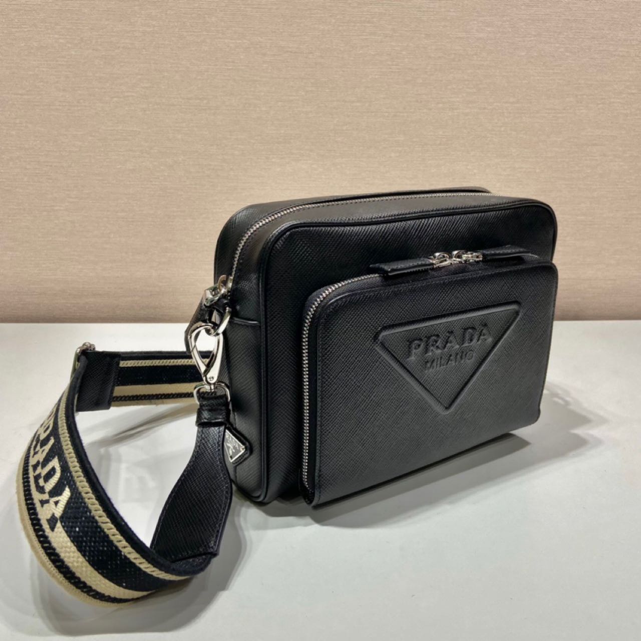 Prada Saffiano Leather Shoulder Bag(24-18-6cm) - FashionPlug