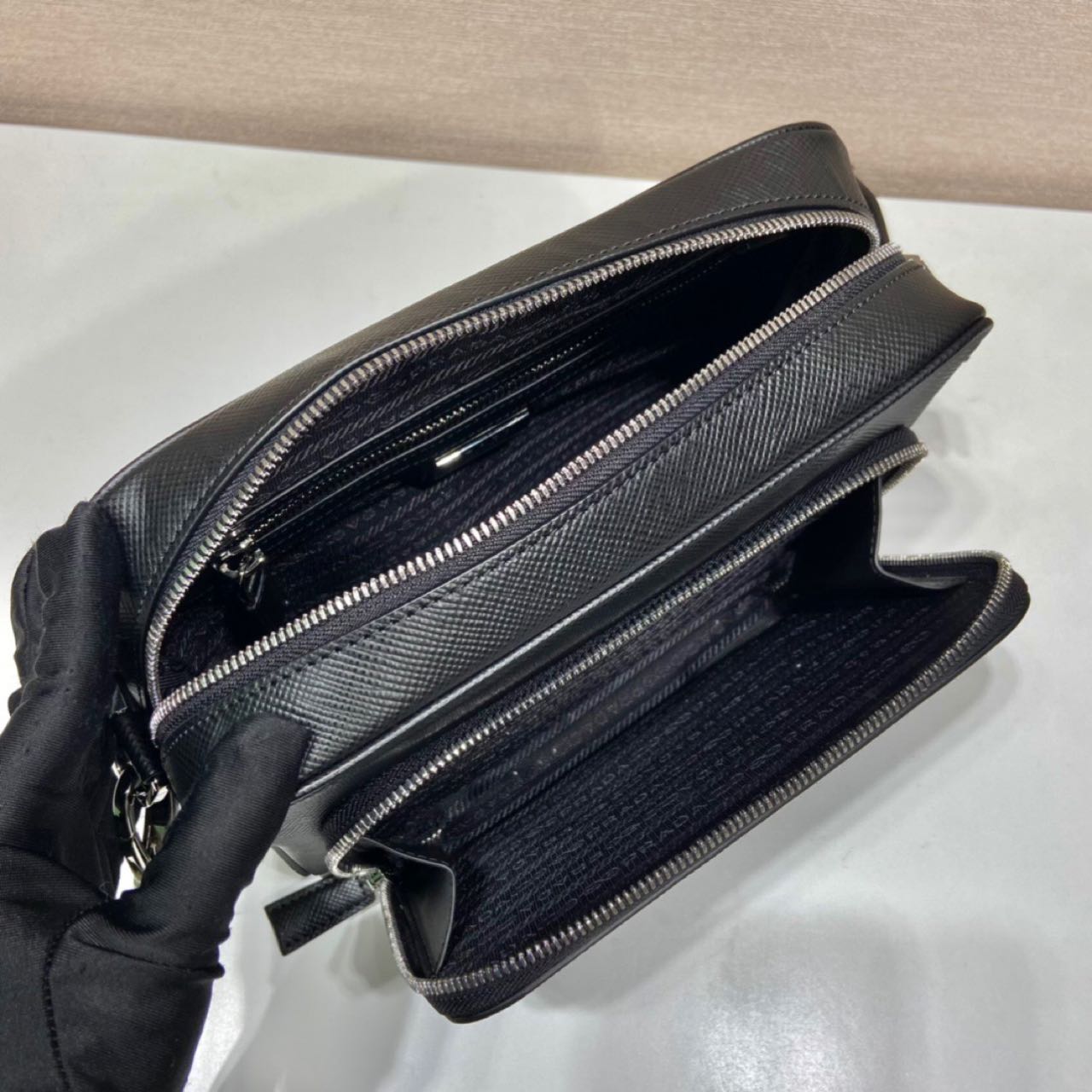 Prada Saffiano Leather Shoulder Bag(24-18-6cm) - FashionPlug