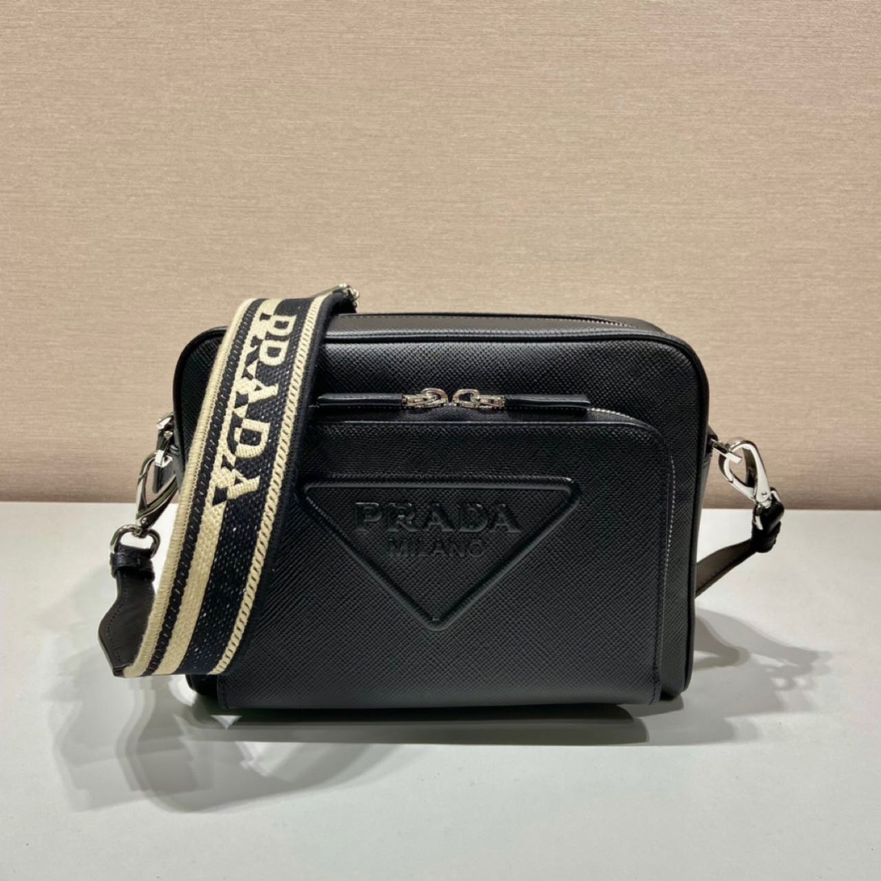 Prada Saffiano Leather Shoulder Bag(24-18-6cm) - FashionPlug