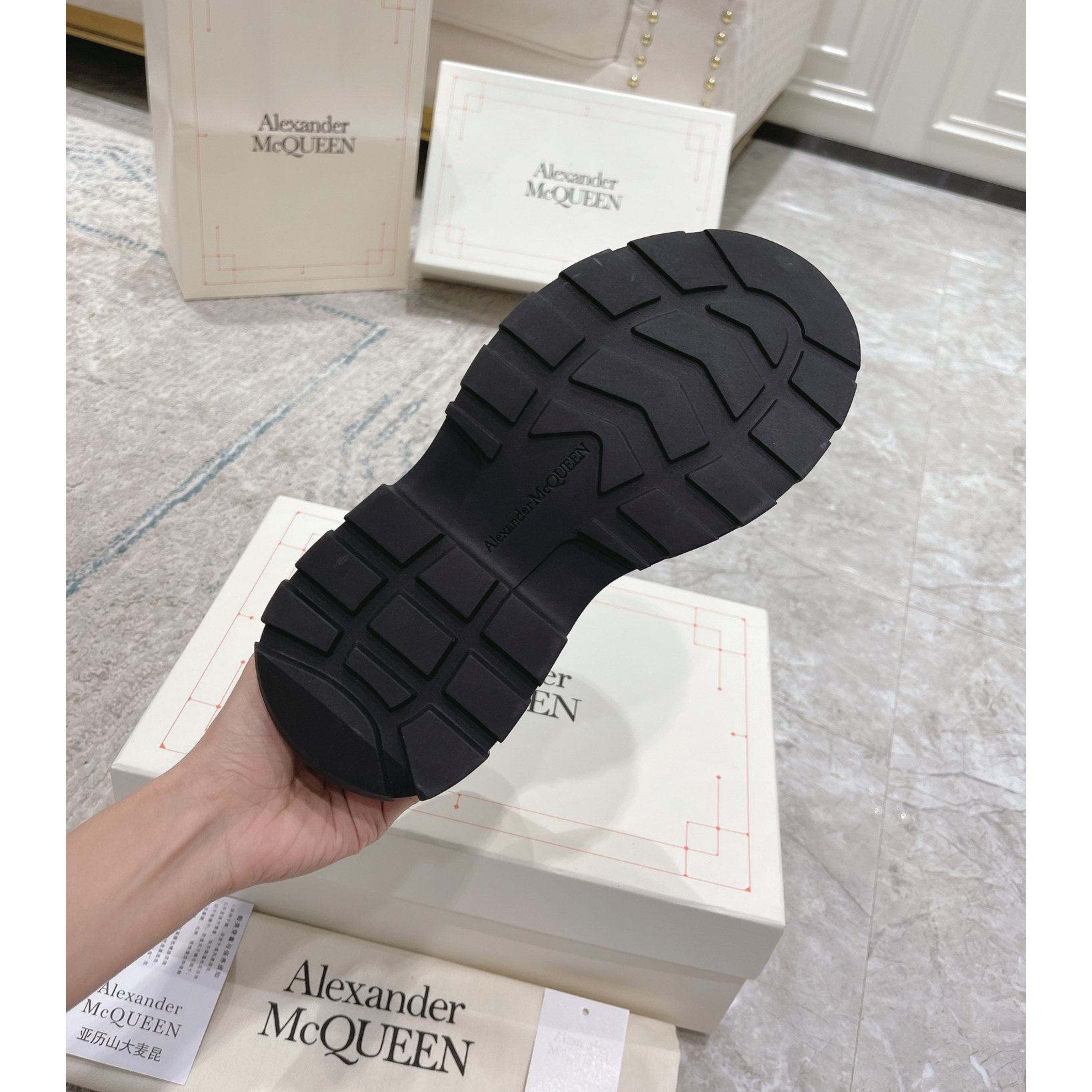 Alexander Mqueen Tread Slick Platform Low Sneakers - FashionPlug