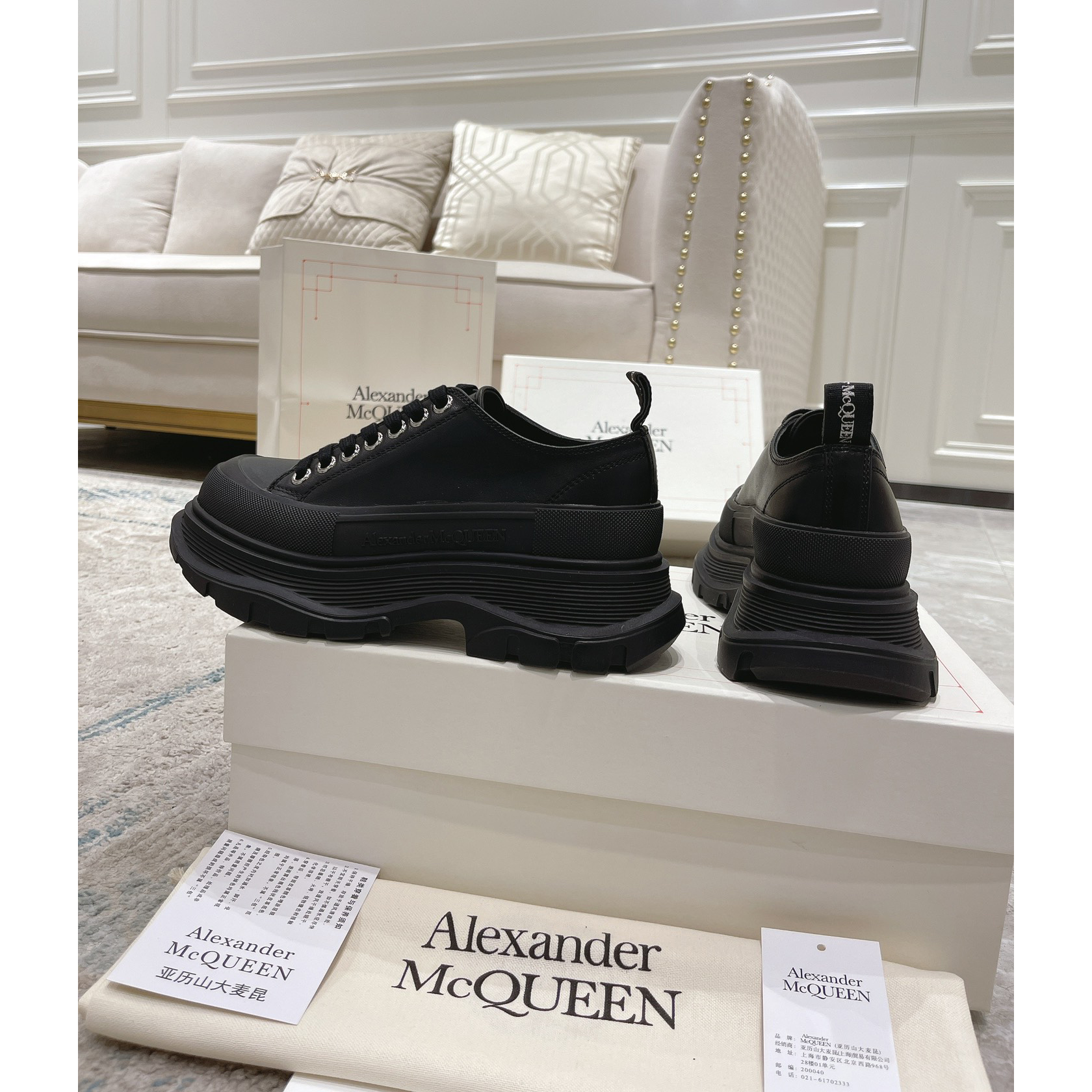 Alexander Mqueen Tread Slick Platform Low Sneakers - FashionPlug