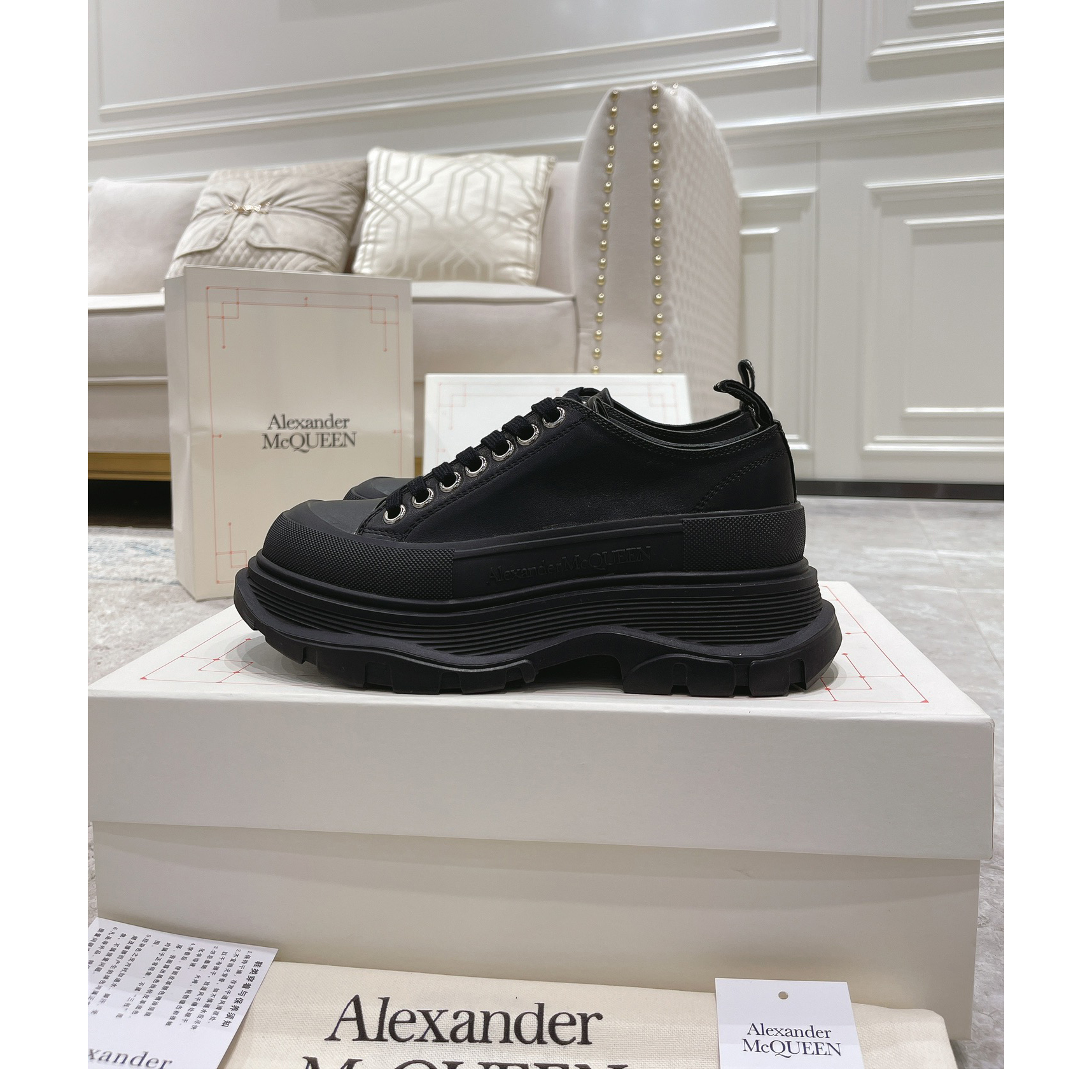 Alexander Mqueen Tread Slick Platform Low Sneakers - FashionPlug