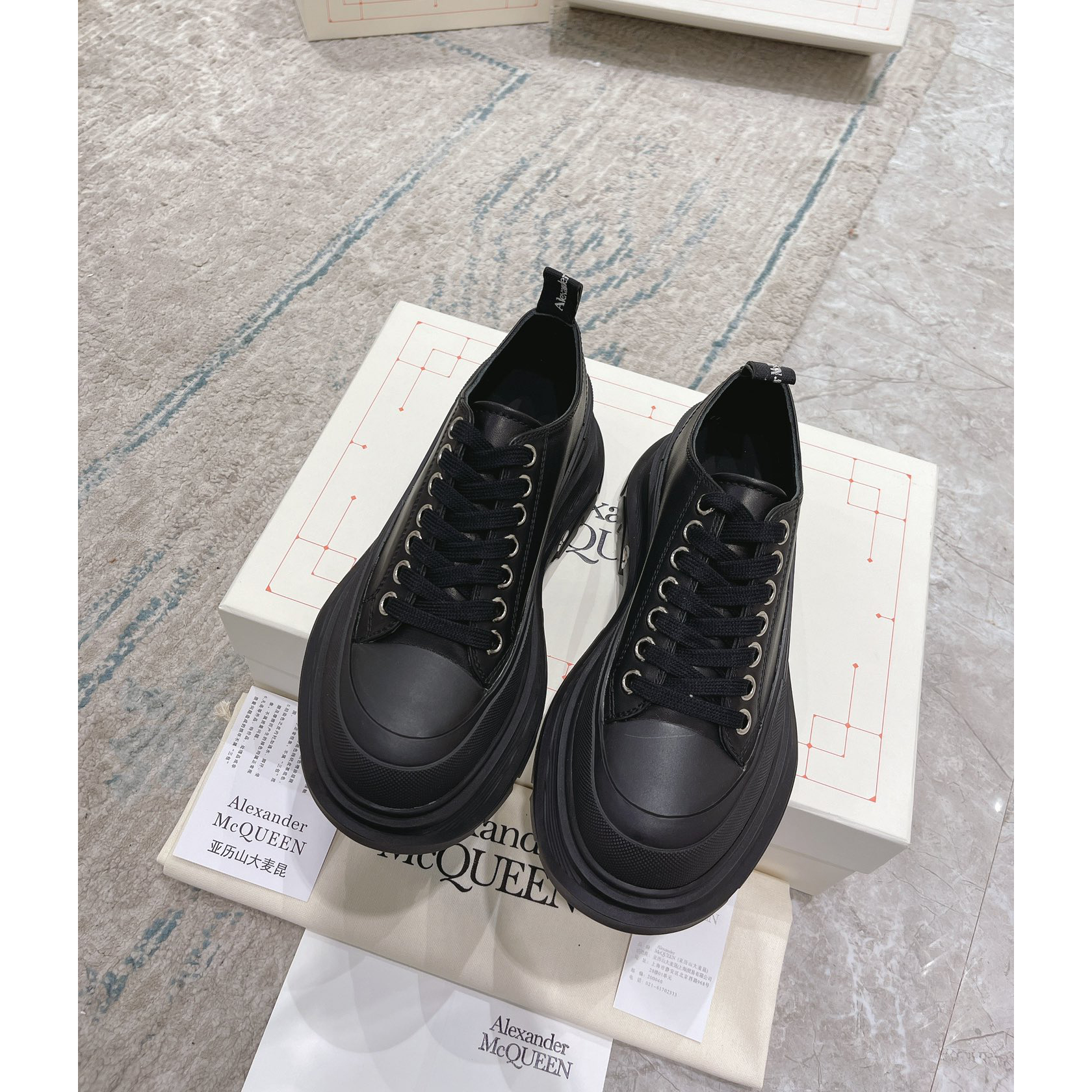 Alexander Mqueen Tread Slick Platform Low Sneakers - FashionPlug