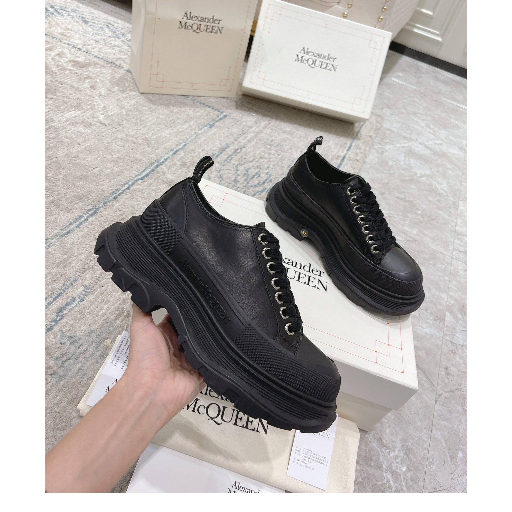 Alexander Mqueen Tread Slick Platform Low Sneakers - FashionPlug
