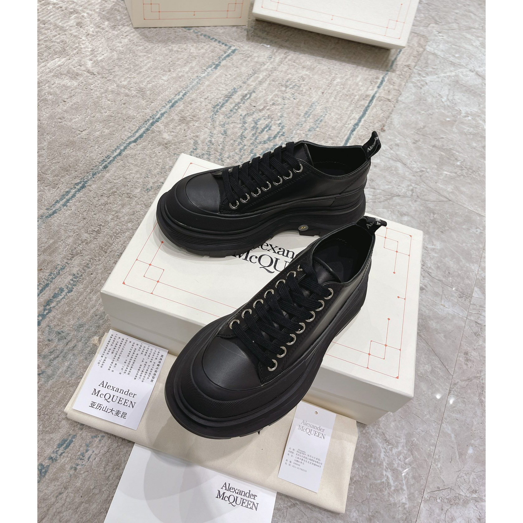 Alexander Mqueen Tread Slick Platform Low Sneakers - FashionPlug
