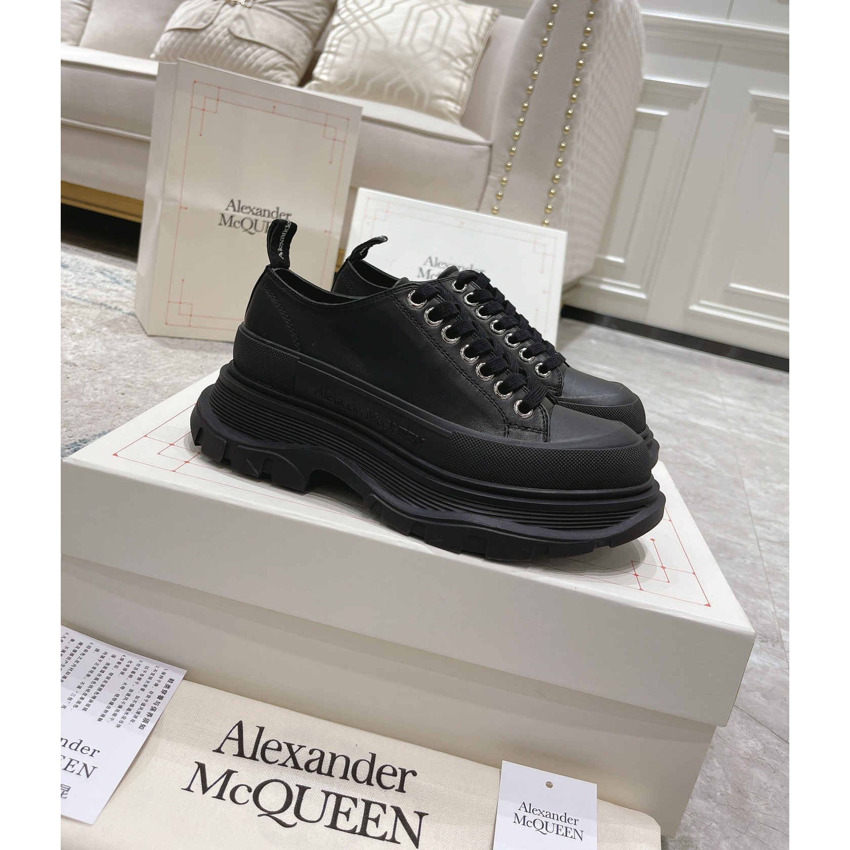 Alexander Mqueen Tread Slick Platform Low Sneakers - FashionPlug