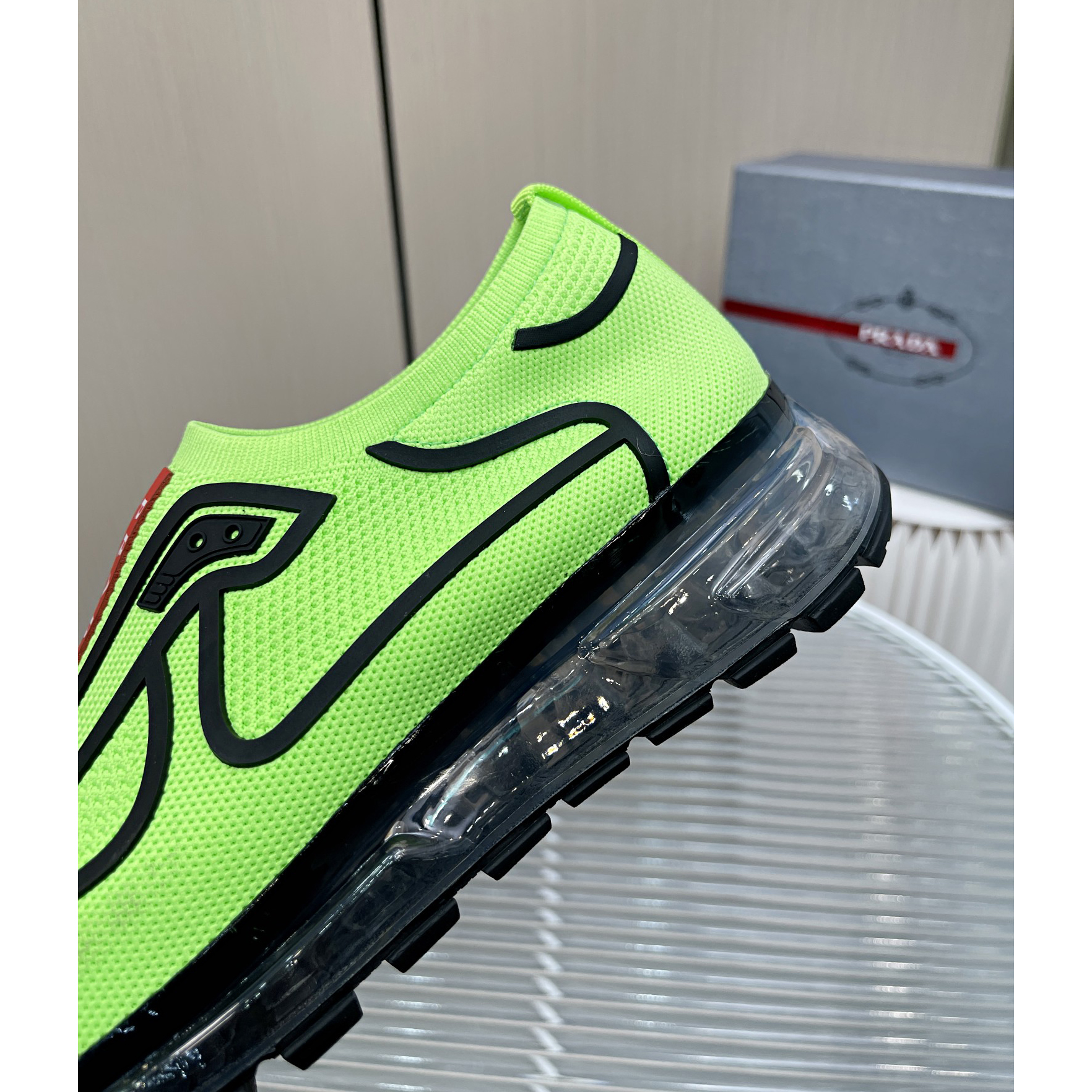 Prada Logo Sneakers In Green - FashionPlug