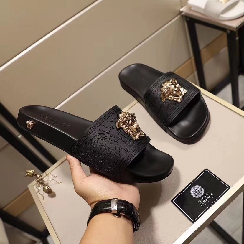 Versace Baroque Medusa Slides  - FashionPlug