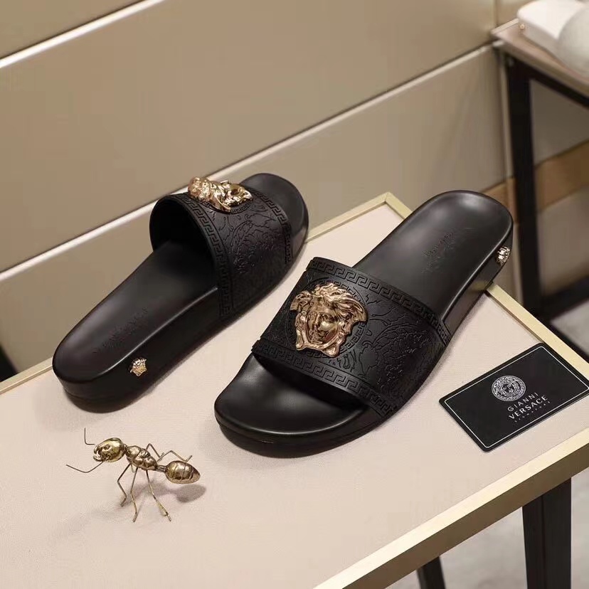Versace Baroque Medusa Slides  - FashionPlug