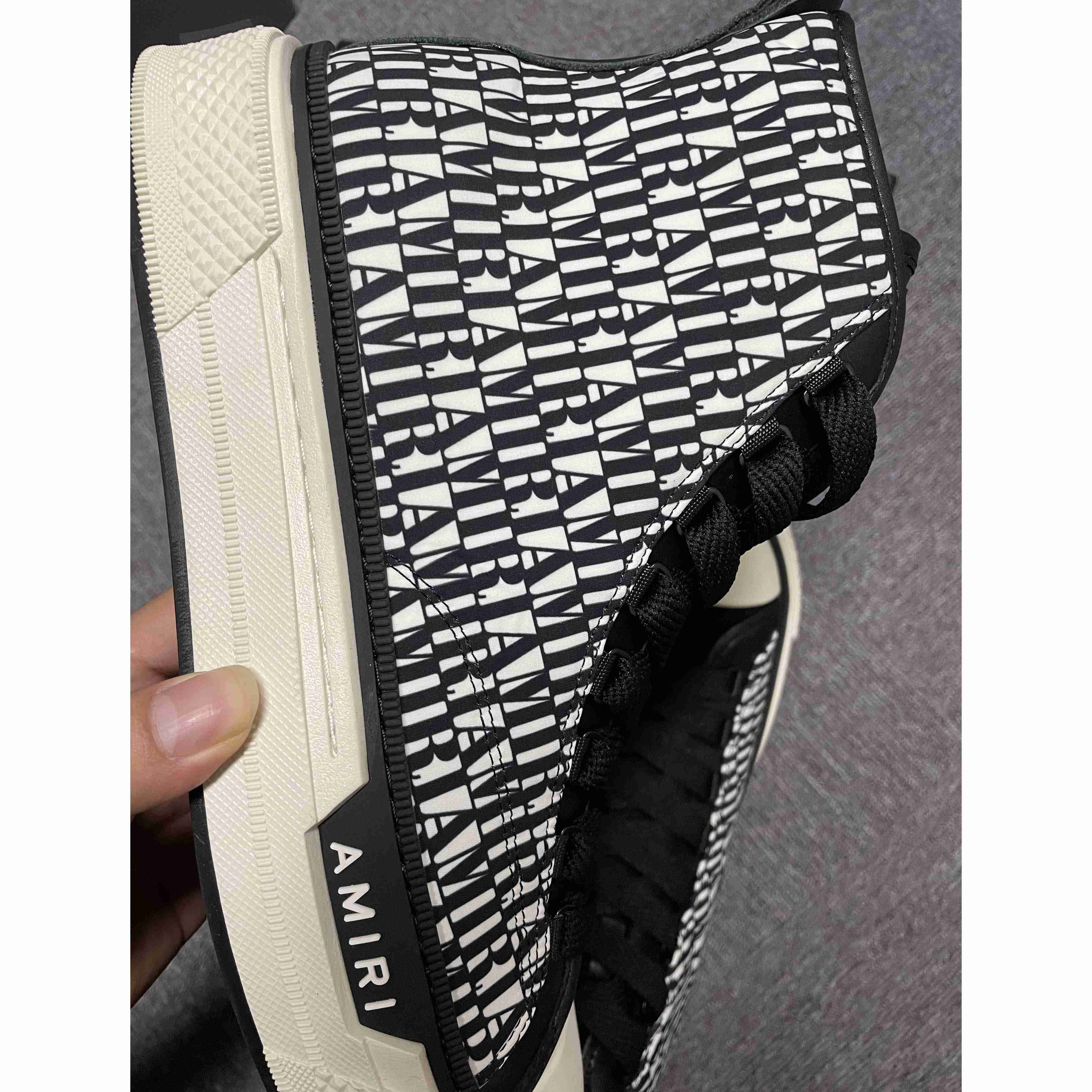Amiri Logo-Print Canvas High-Top Sneakers - FashionPlug