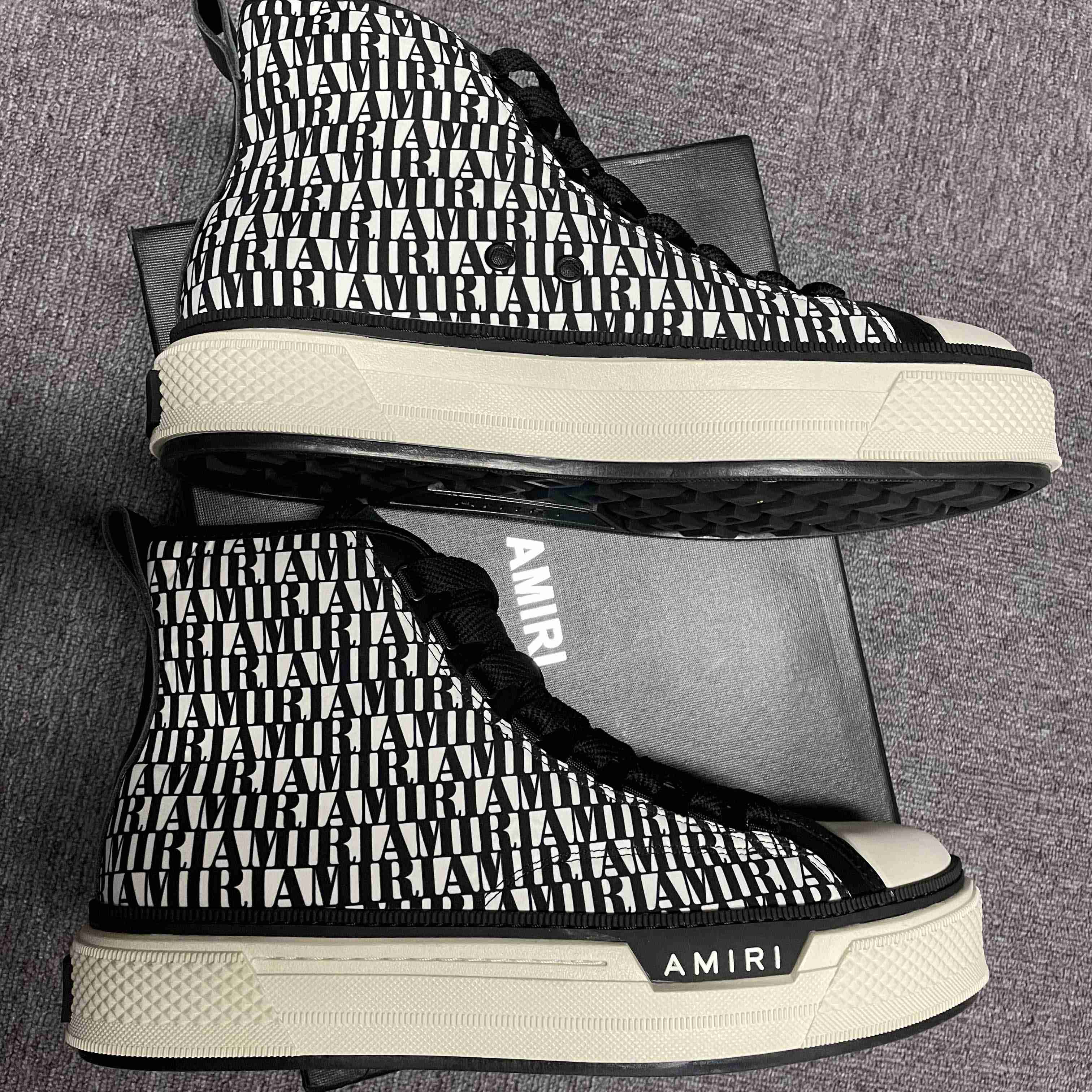 Amiri Logo-Print Canvas High-Top Sneakers - FashionPlug