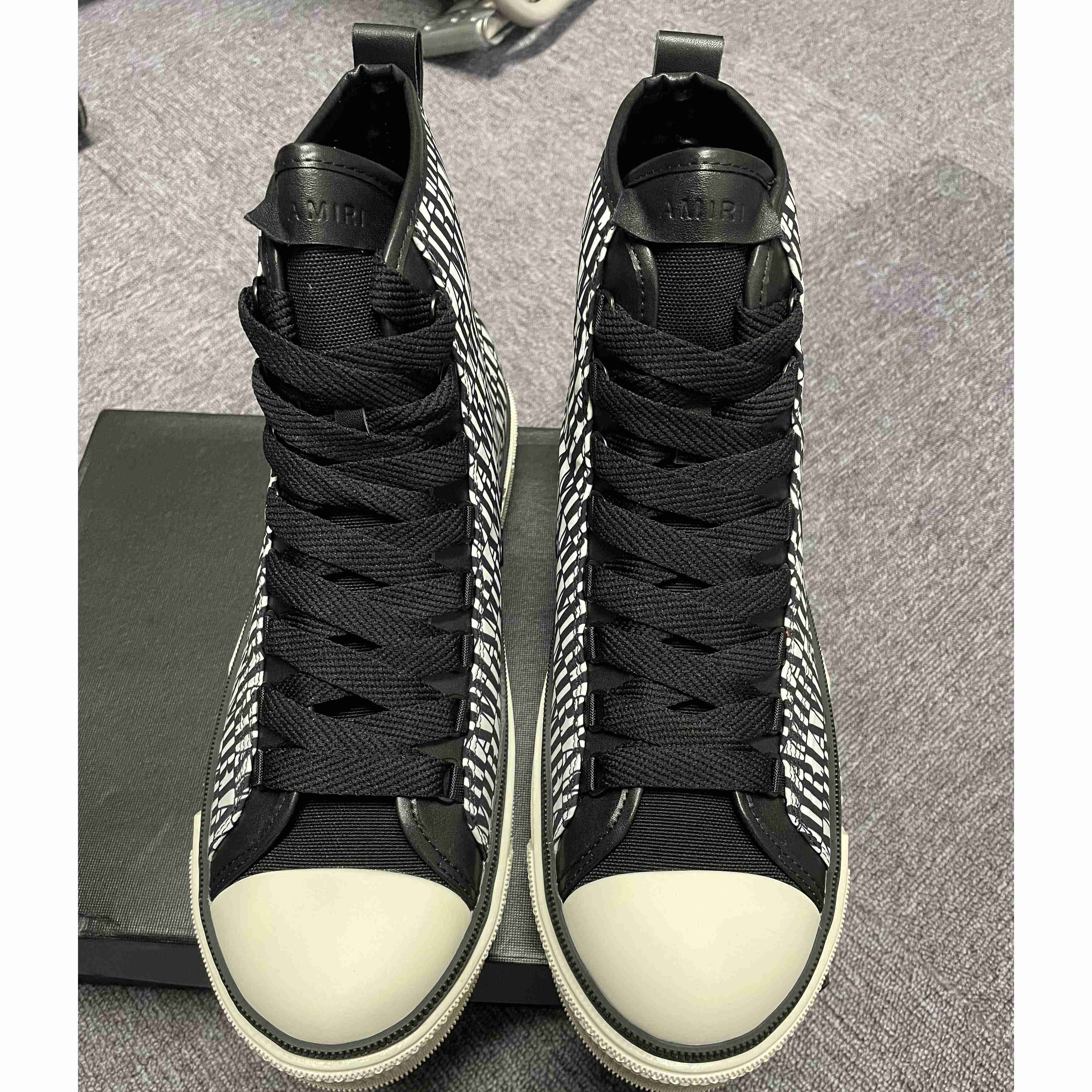 Amiri Logo-Print Canvas High-Top Sneakers - FashionPlug