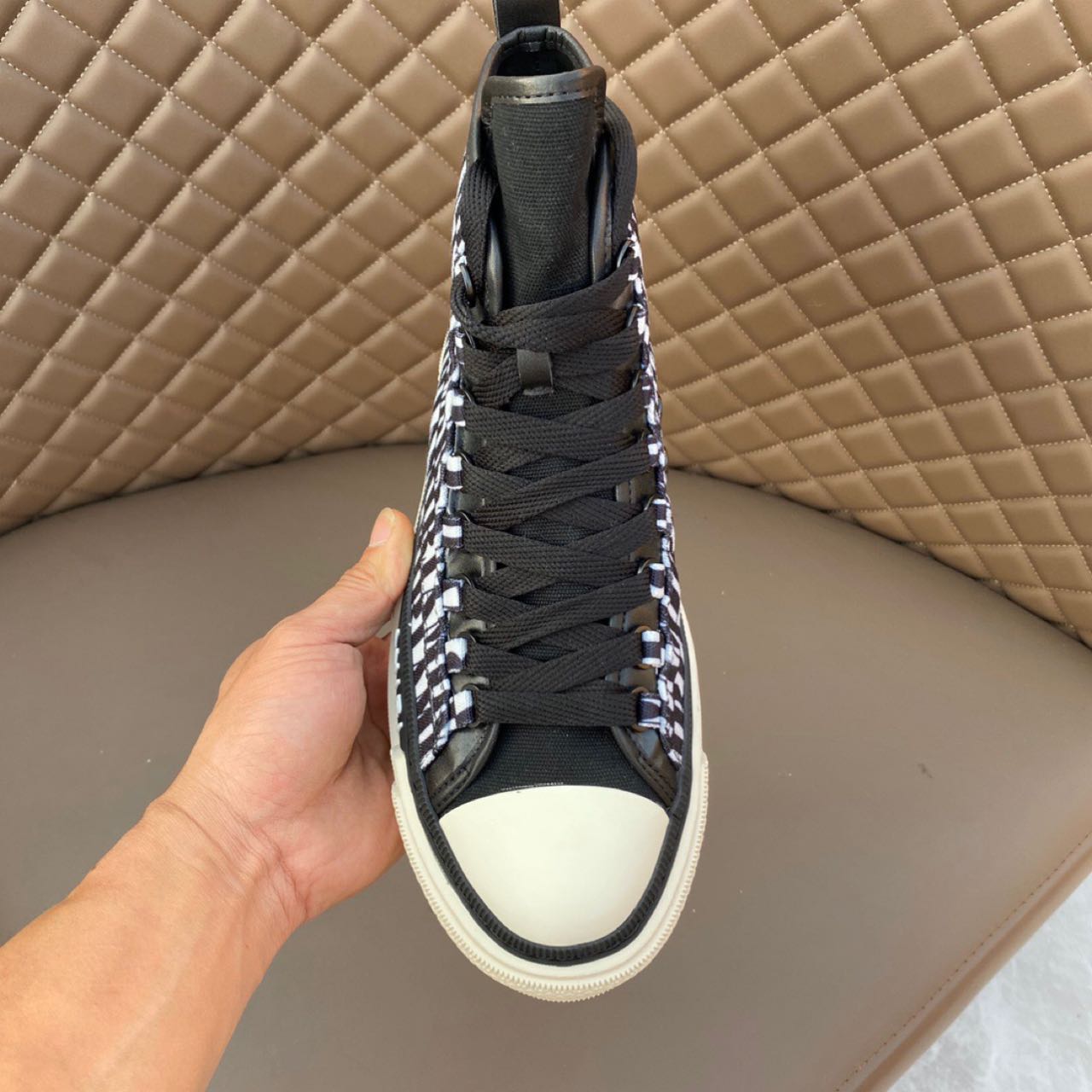 Amiri Logo-Print Canvas High-Top Sneakers - FashionPlug