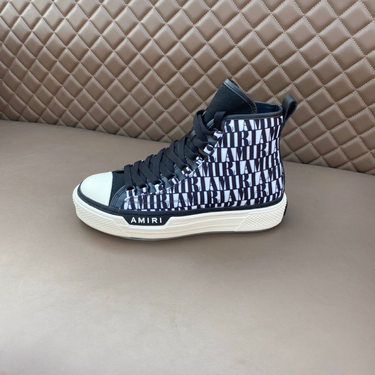 Amiri Logo-Print Canvas High-Top Sneakers - FashionPlug