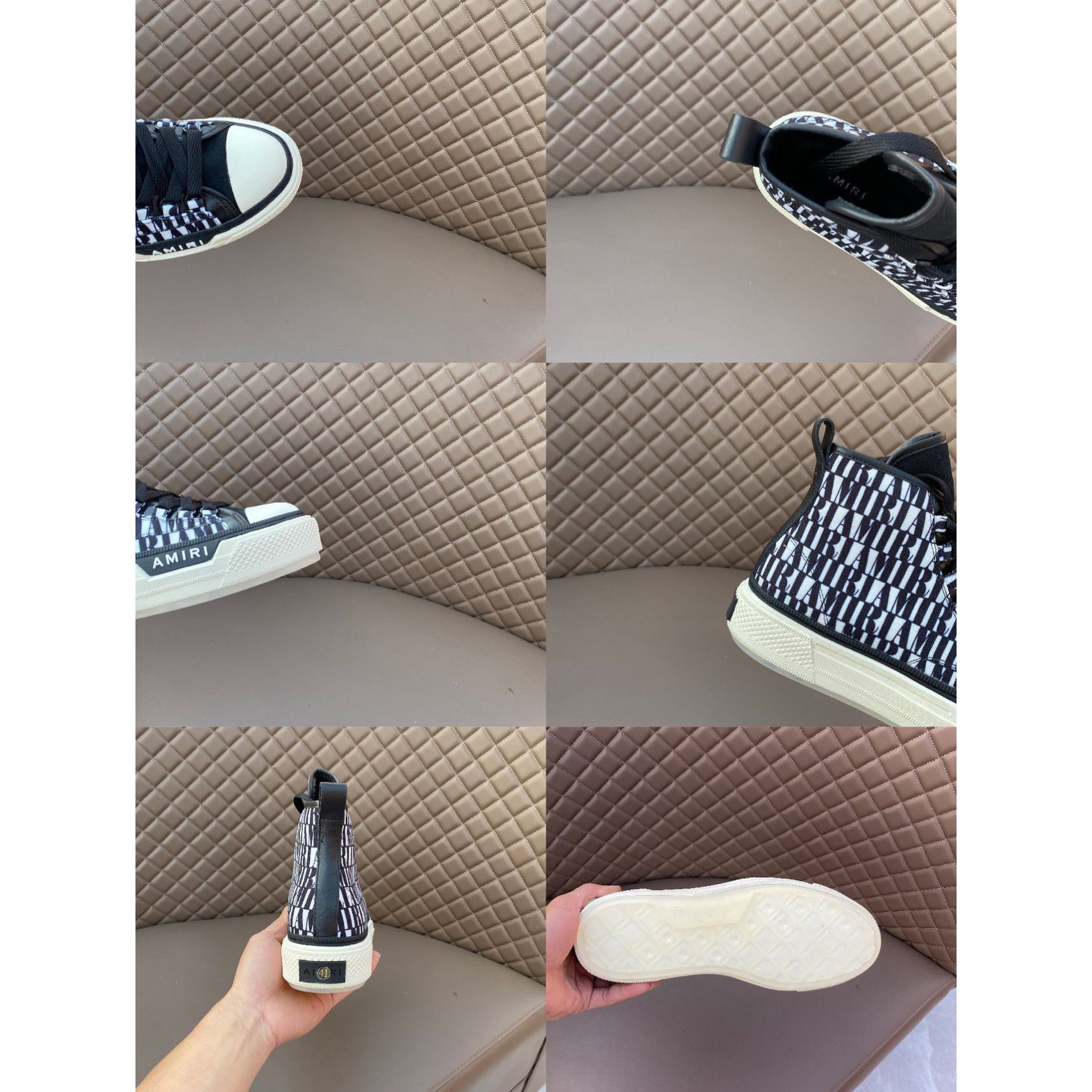 Amiri Logo-Print Canvas High-Top Sneakers - FashionPlug
