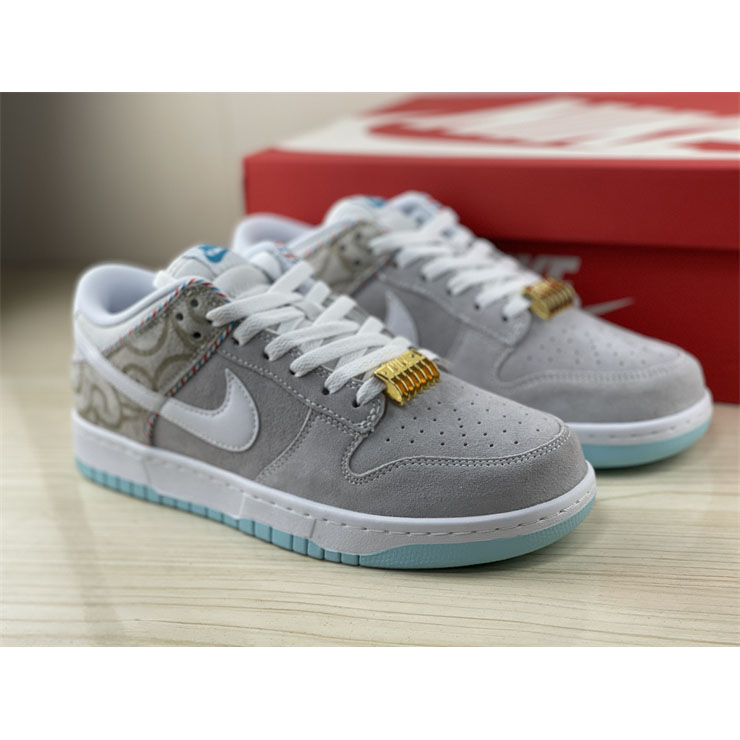 Nike Dunk Low “White Barber Shop” Sneaker  DH7614-500 - FashionPlug