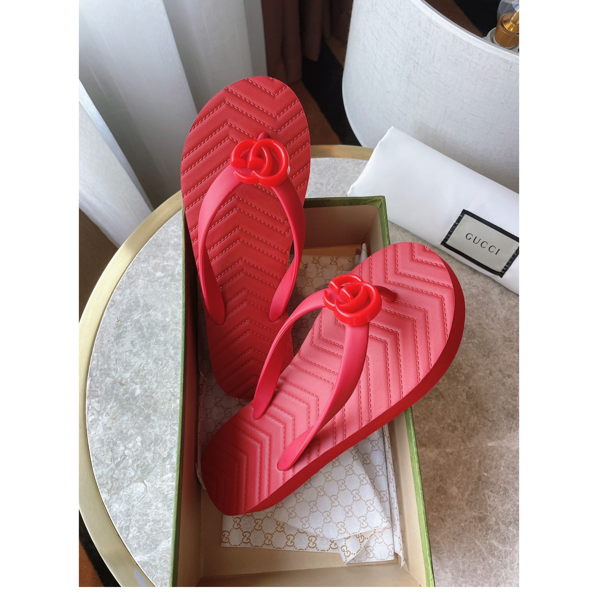Gucci Thong Sandal With Double G - FashionPlug