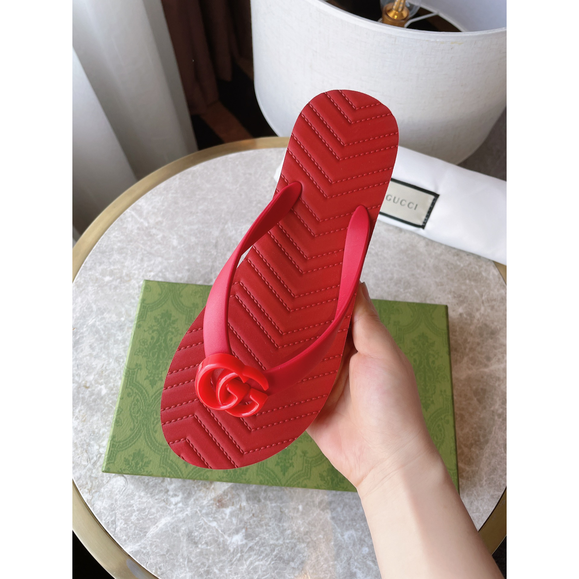 Gucci Thong Sandal With Double G - FashionPlug