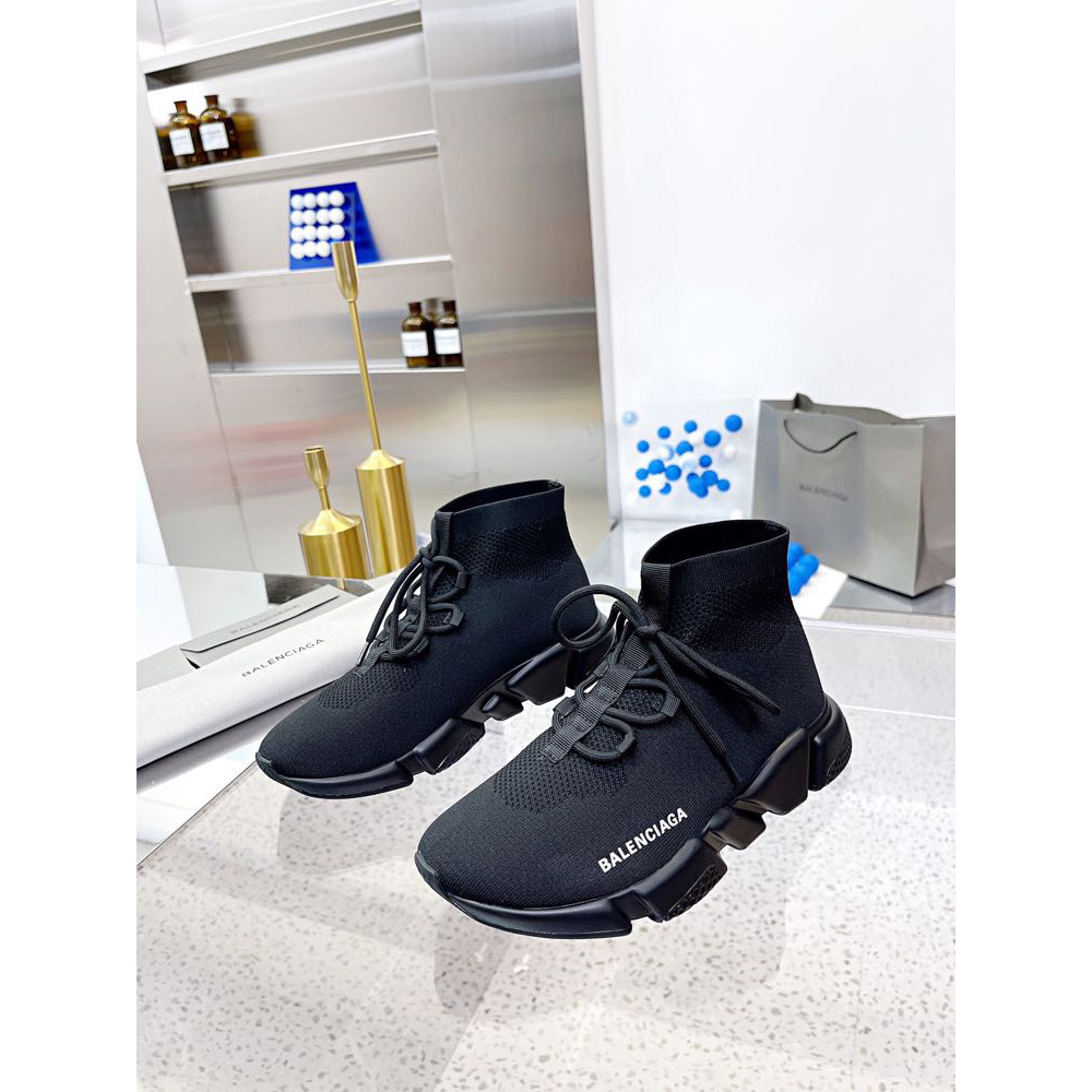 Balenciaga Men's Speed Lace-Up Sneaker In Black - FashionPlug