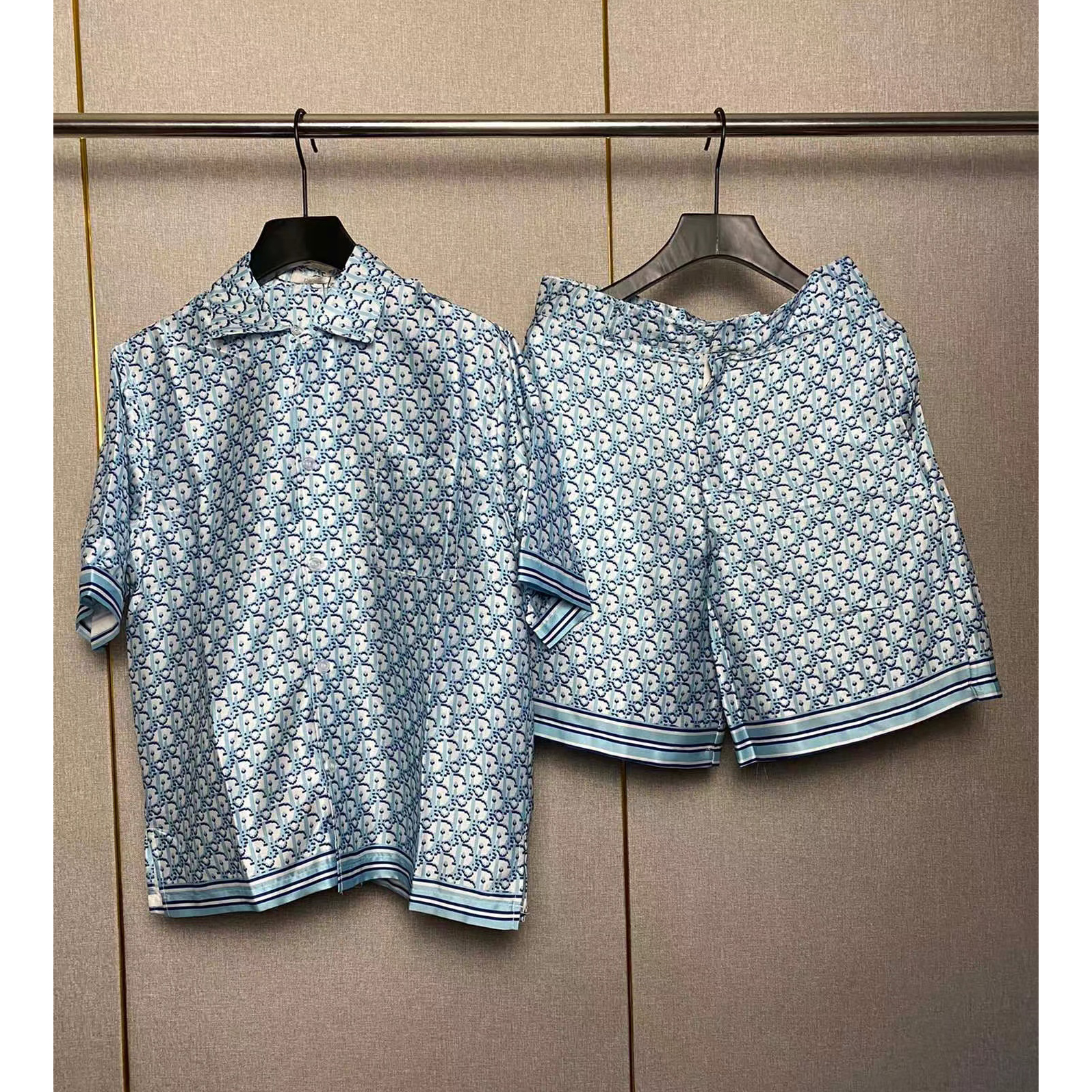 Dior Oblique Pixel Short-Sleeved Shirt And Shorts - FashionPlug