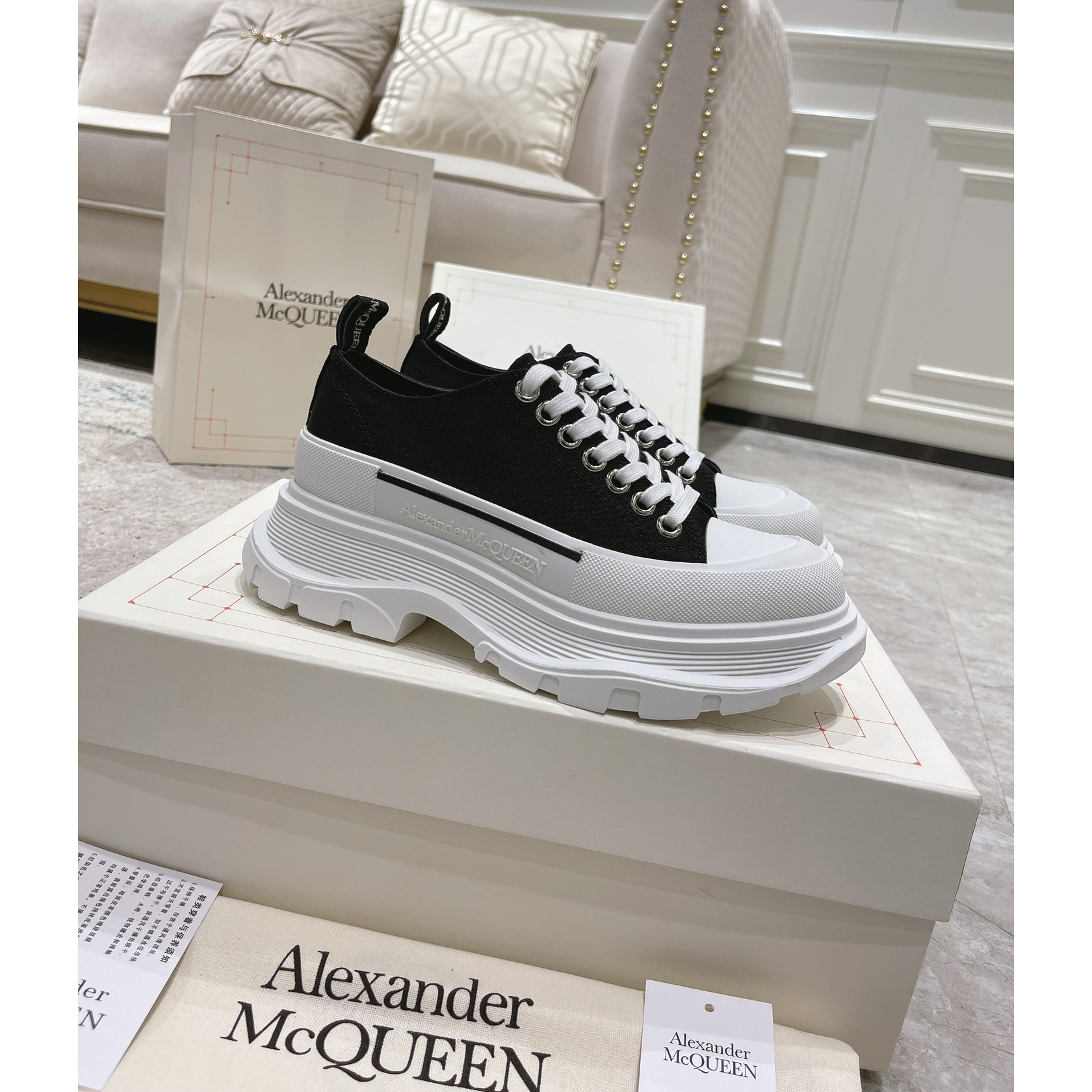 Alexander Mqueen Tread Slick Platform Low Sneakers - FashionPlug