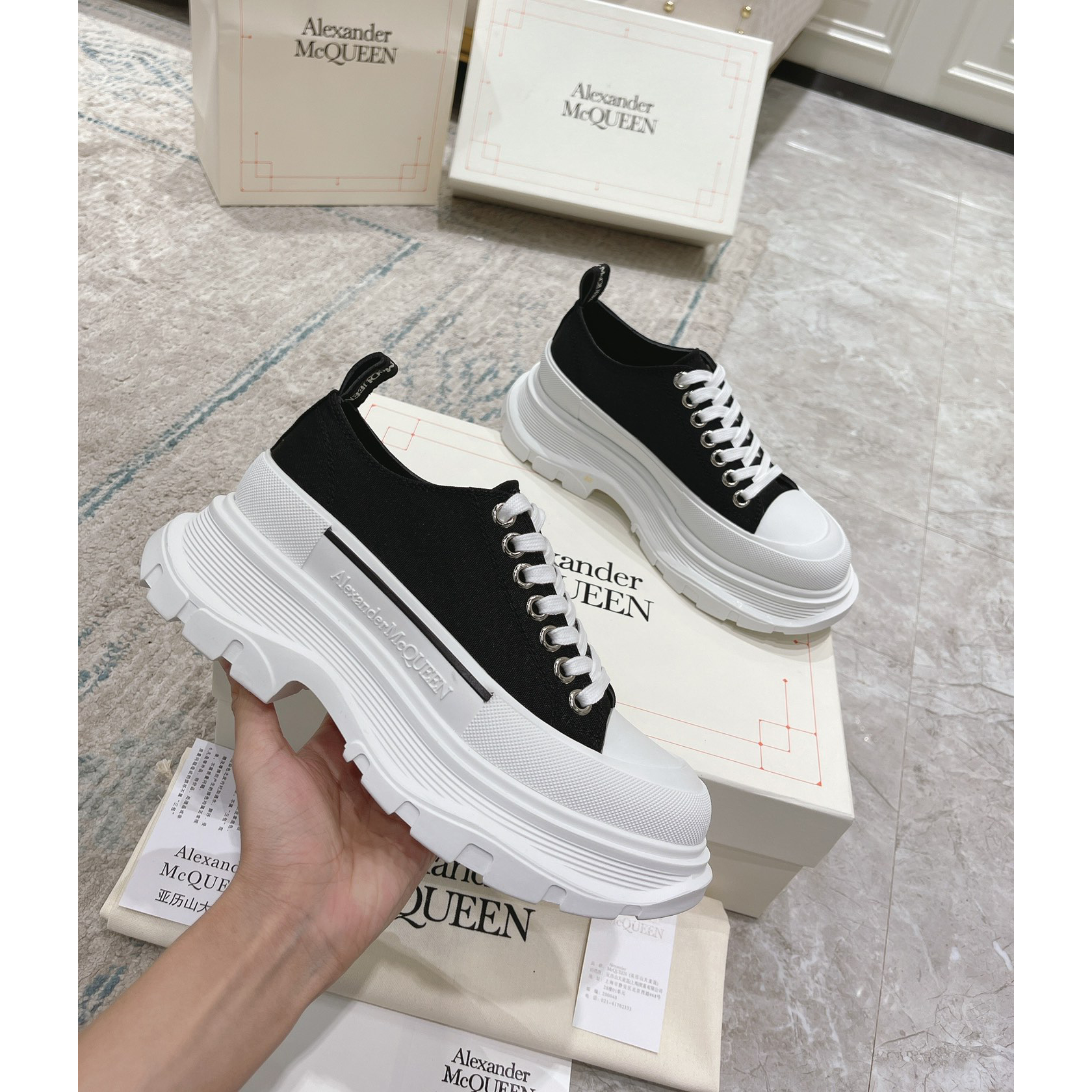 Alexander Mqueen Tread Slick Platform Low Sneakers - FashionPlug